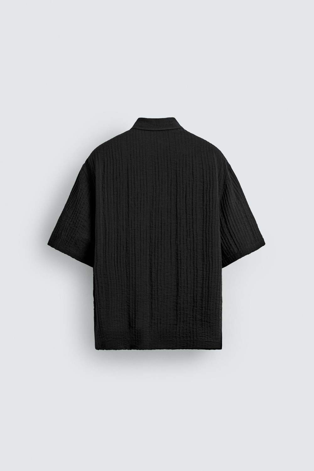 ZARA РУБАШКА ИЗ СТРУЯЩЕЙСЯ РЕЛЬЕФНОЙ ТКАНИ, ЧЕРНЫЙ