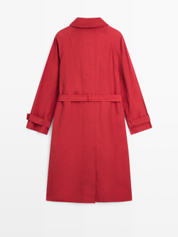 Massimo Dutti Тренч из технологичного хлопка, красный