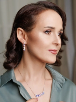 Колье Мираж с дорожкой кубиков-хамелеонов Swarovski