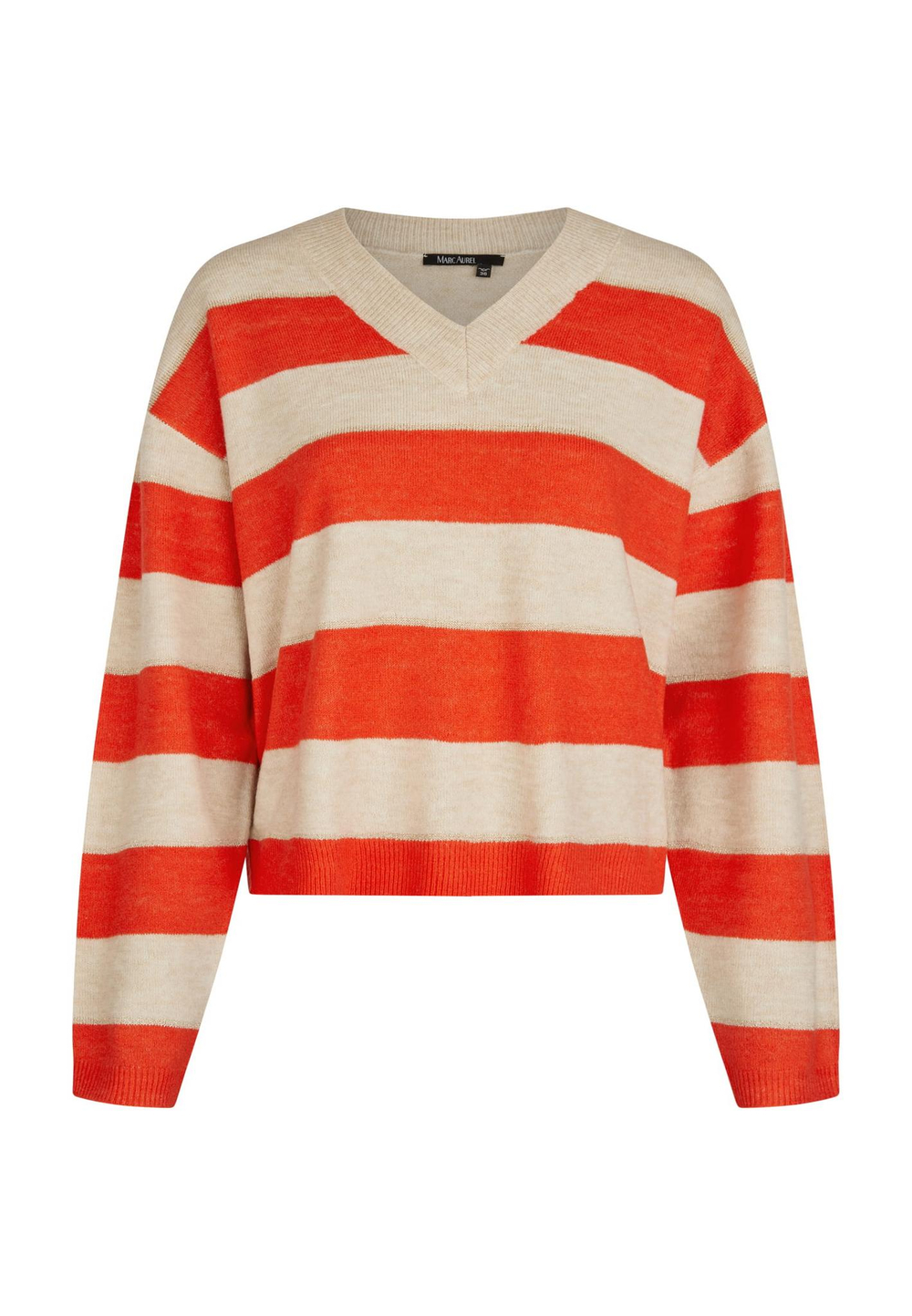 Джемпер вырез V Marc Aurel 81992 оранжевый с бежевым полоса