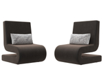 Кресло Волна (2 шт.), коричневый/серый, Велюр, 115676