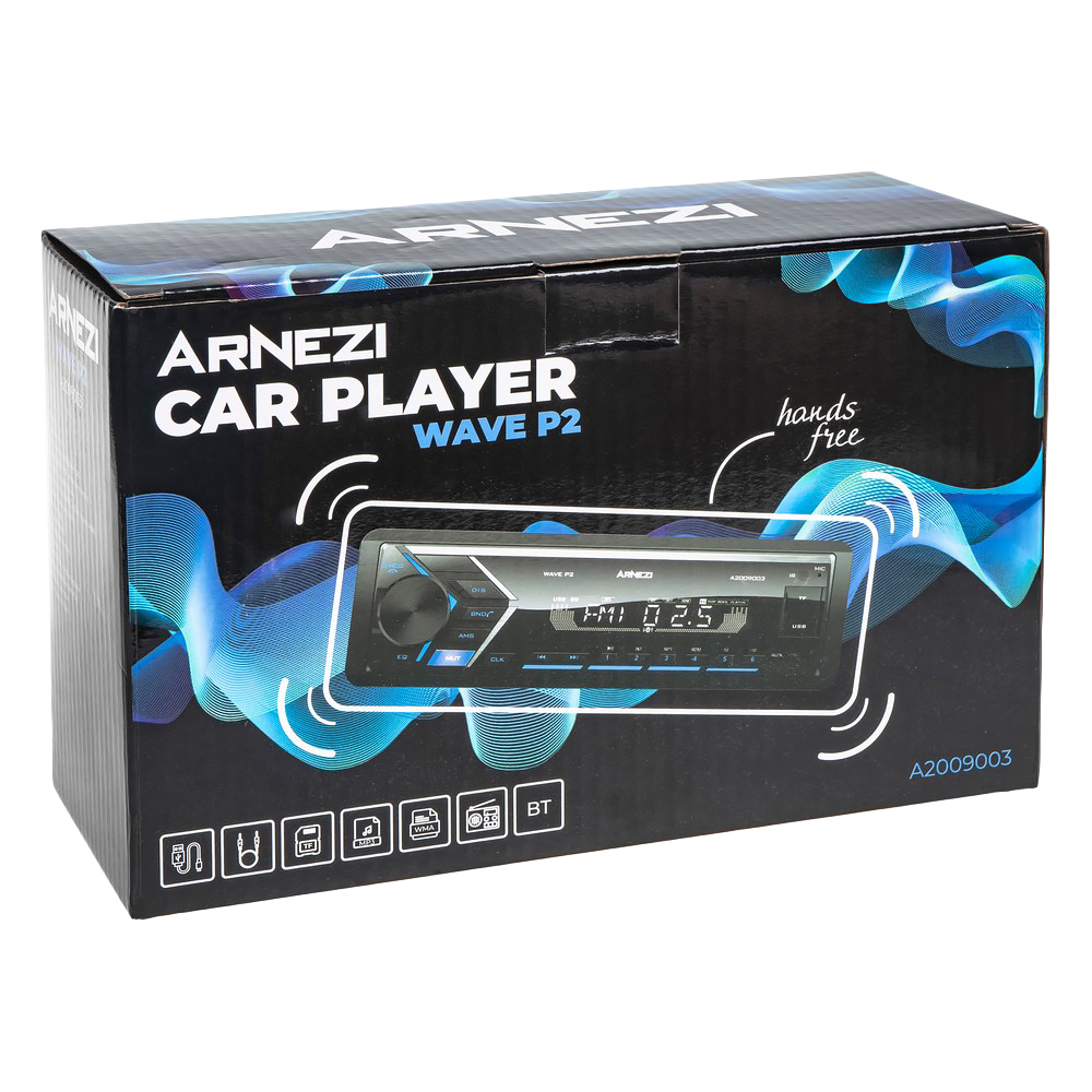 Автомагнитола ARNEZI Wave P2 4х25Вт (Bluetooth, FM, AUX, USB, TF, Remote) / A2009003