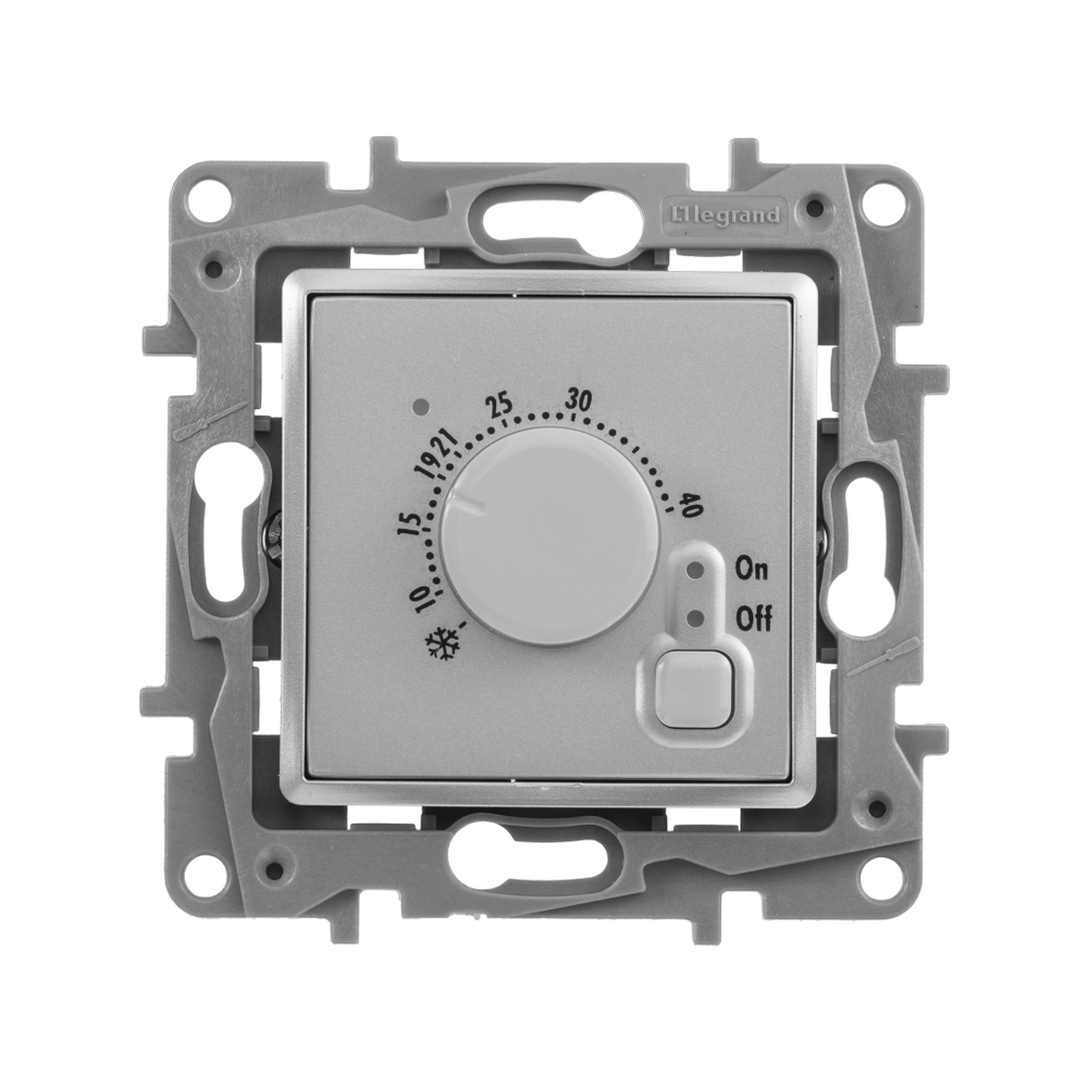 Терморегулятор для тёплого пола с внешним датчиком в комплекте 16А 230В - алюминий ETIKA Legrand