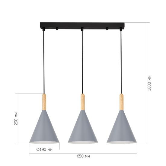 SLE1255-413-03 Светильник подвесной Черный/Серый E27 3*40W ARKET