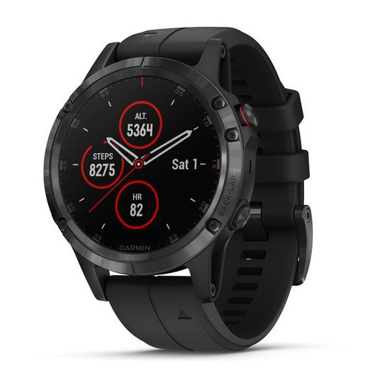 Мужские мультиспортивные часы Garmin Fenix 5 Plus Sapphire - черные с черным ремешком 010-01988-01