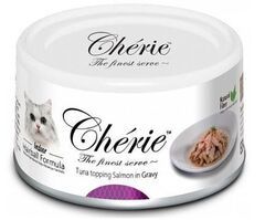 Pettric Cherie Hairball Control влажный корм для кошек (тунец с лососем) в подливе 80 гр
