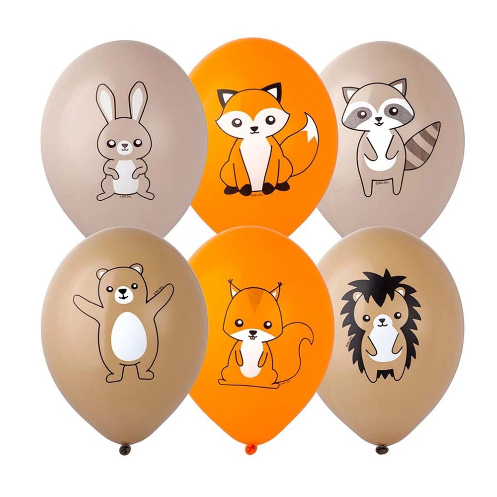 Воздушный шар с рисунком, Лесные зверюшки, 36 см
