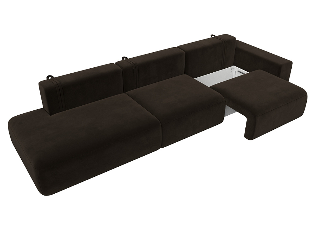 Диван прямой Лига-036 НПБ Модерн Лонг подлокотник справа МИКРОВЕЛЬВЕТ Коричневый