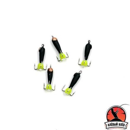 Мормышка вольф. безнасадочная "ЯМАН" Черт с петлей с медной коронкой (длинный), d-4 мм, вес 1,5 г, капля с глазком, цв. флуор. желтый