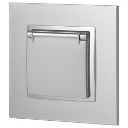 Розетка ЭРА Elegance 14-2103-03 с заземлением 2P+E Schuko со шторками с крышкой 16A-250В IP20 алюминий