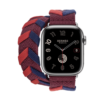 Apple Watch Hermès 41mm Silver Stainless Steel Case with Rouge H Bridon Double Tour