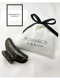 Аксессуар для волос Крабик большой черный Black & Gold Shell