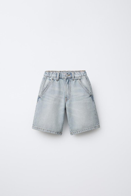 ZARA ДЖИНСОВЫЕ ШОРТЫ-БЕРМУДЫ SLOUCHY, ГОЛУБОЙ