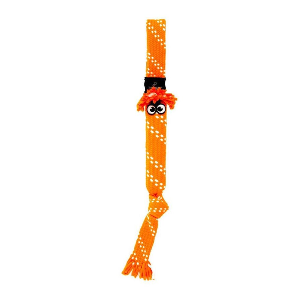 Игрушка для собак скрабз с веревочная шуршащая сосиска оранжевая 315 мм