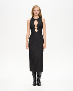 Платье миди из денима с вырезами