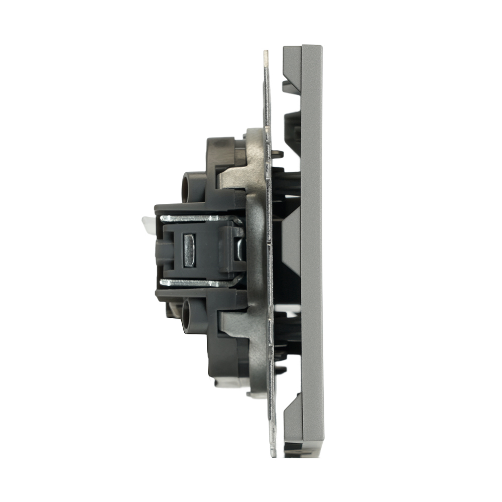 Розетка компьютерная 1-местная RJ-45 (механизм), STEKKER, серия Эмили, RST00-5117-10, платиново-серый, soft touch 49951