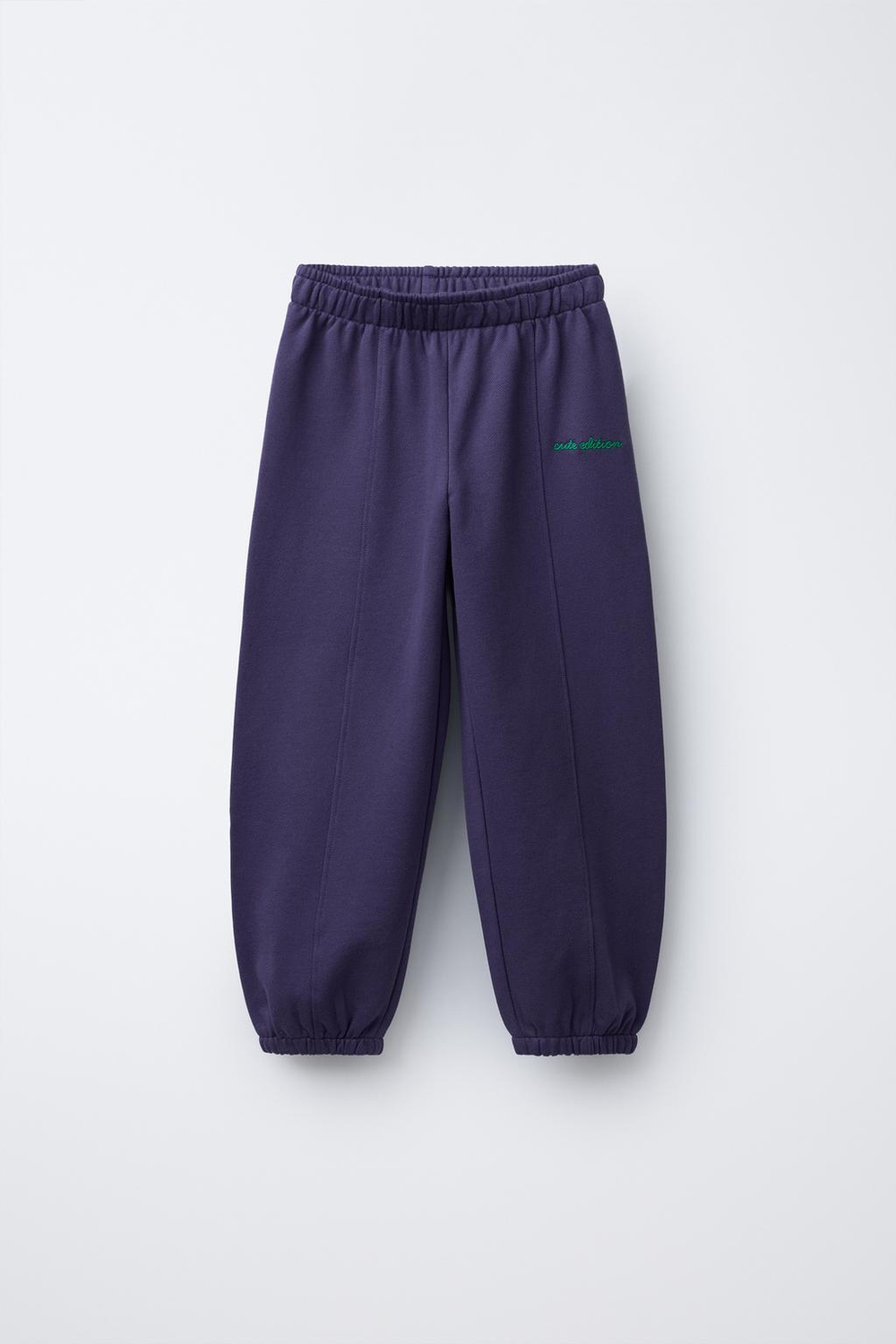 ZARA БРЮКИ-ДЖОГГЕРЫ ИЗ МЯГКОЙ ТКАНИ С ВЫШИВКОЙ, ФИОЛЕТОВЫЙ