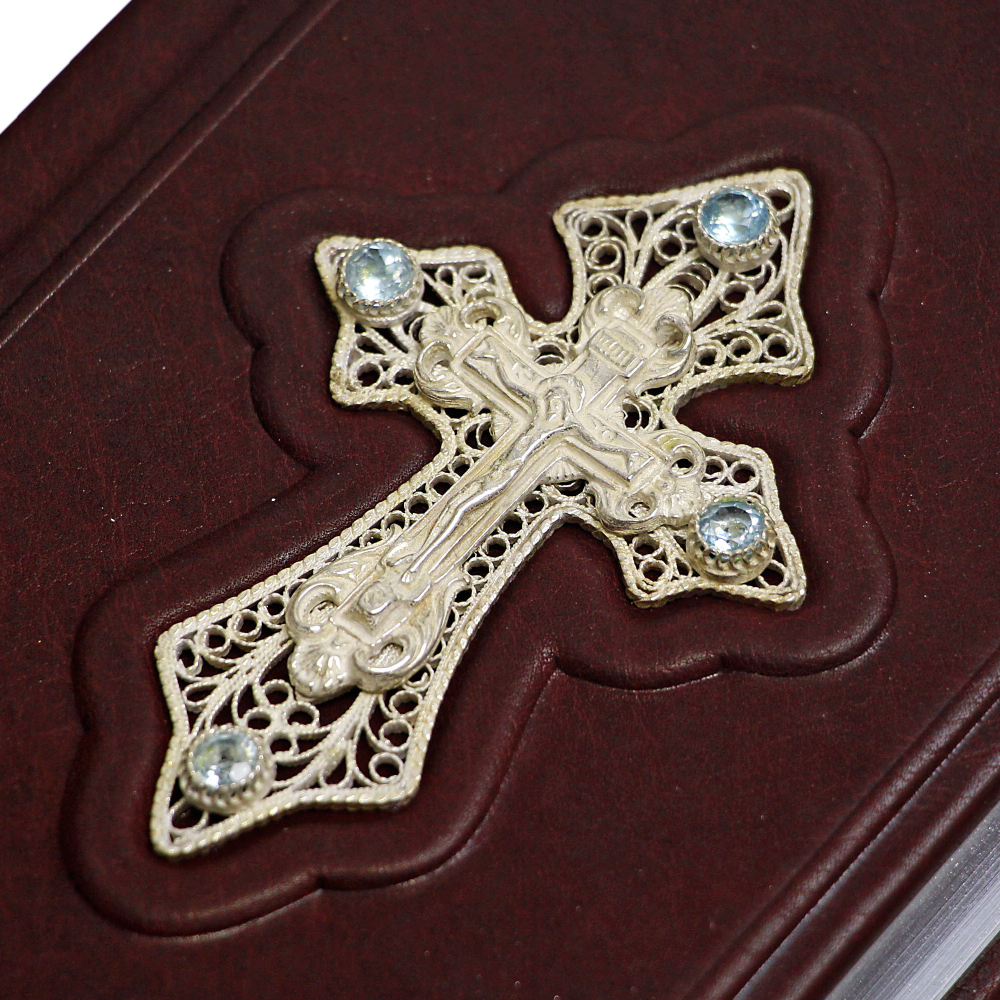 Православный Молитвослов с крестом, филигранью (серебро) и топазами