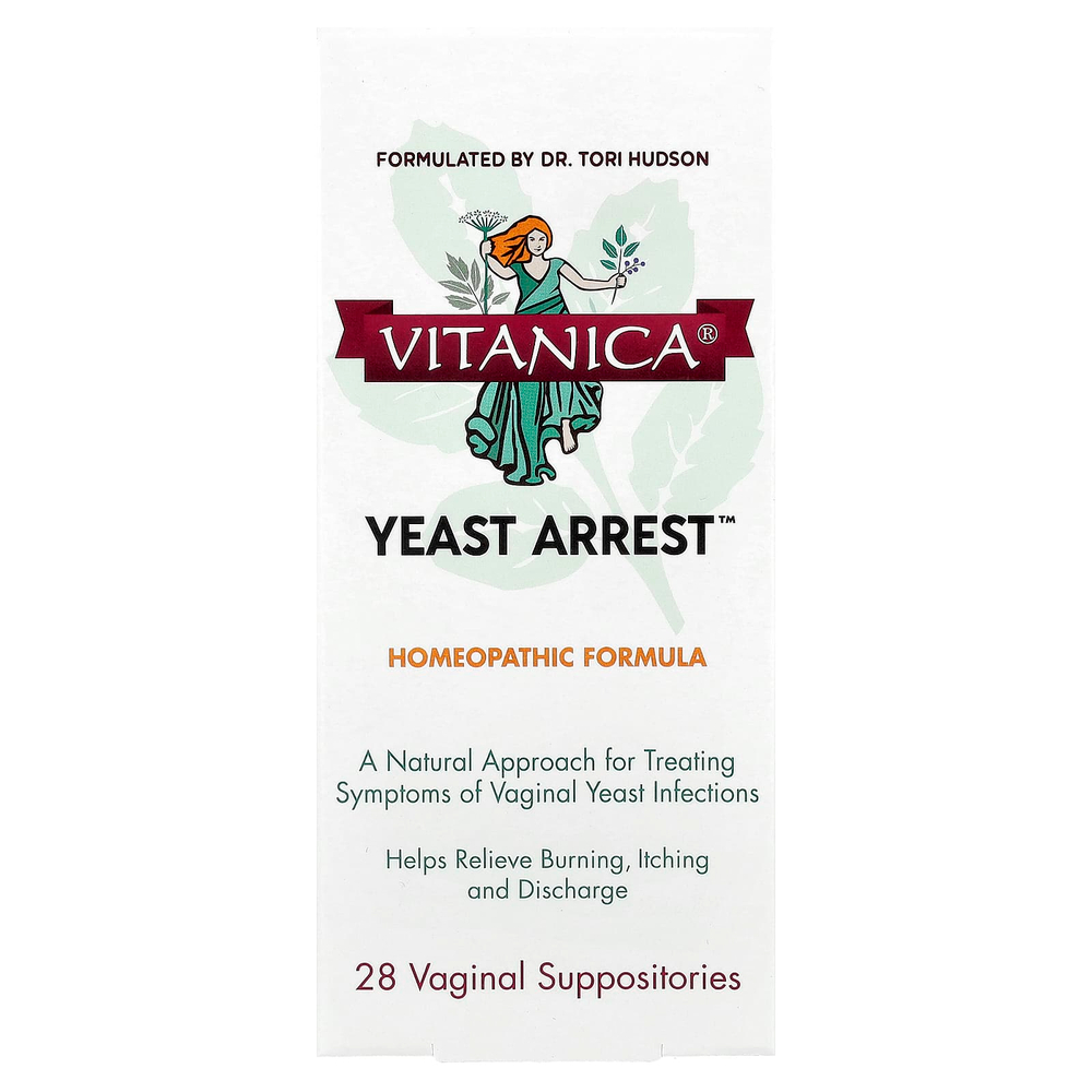 Vitanica, Yeast Arrest ™, 28 вагинальных суппозиториев
