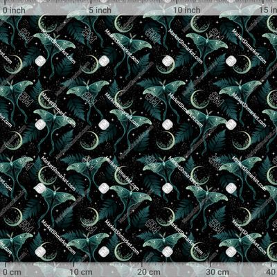 Зеленый паттерн с мотыльками  by lyubava_illustration 577 DPI