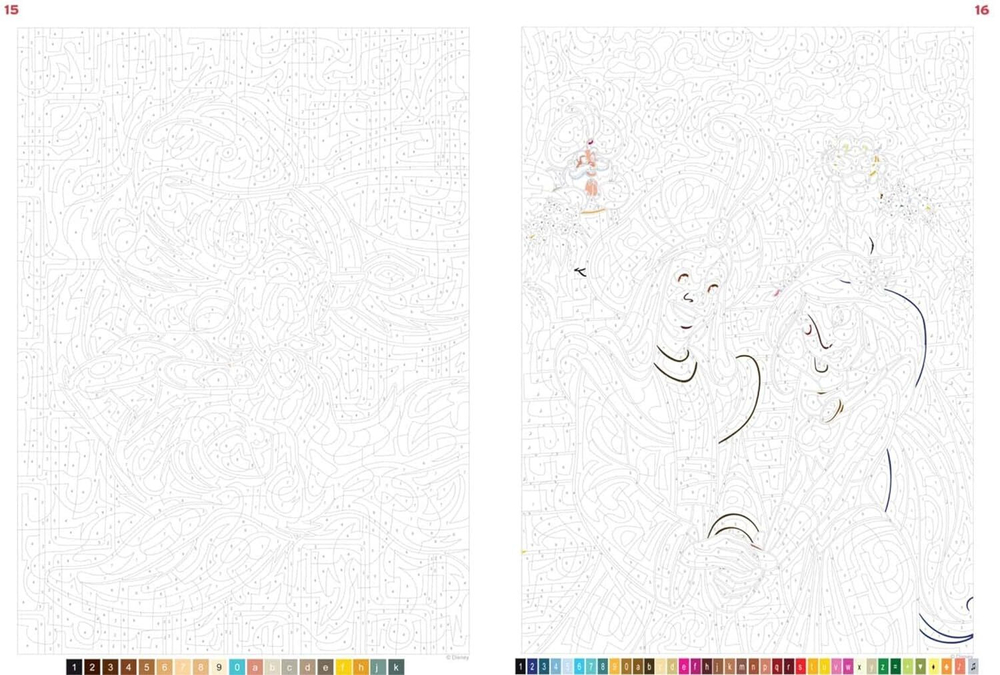 Раскраска по номерам Coloriages mysteres Disney - Love Stories, 128стр.