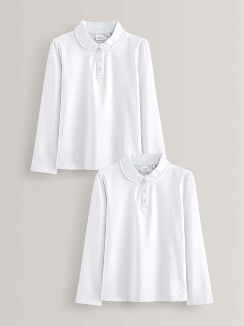 Блуза школьная с воротником для девочки Next 364-877, 2 шт., Белый