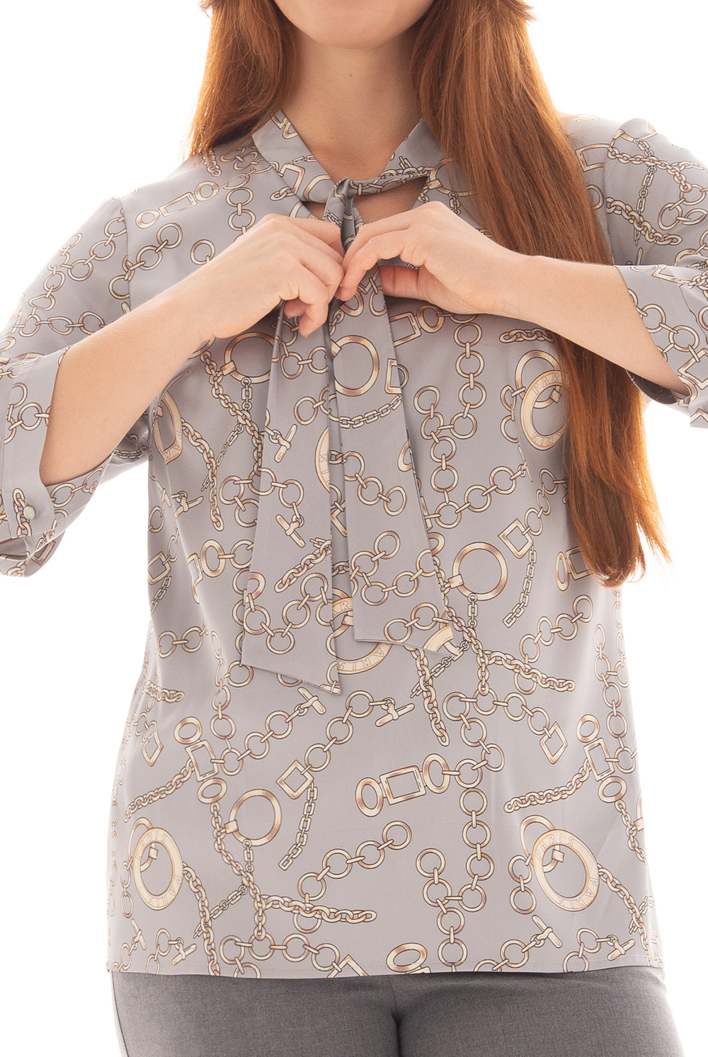 Блузка женская 1913АП, цепи серый #110ЦеС091913АП