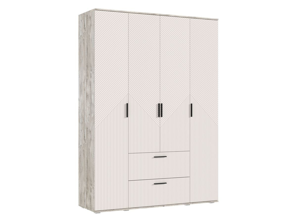 Шкаф для одежды распашной с полками и штангой 4 створки Браш Графит/Дуб Юкон 160х 51х 223 см