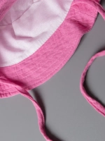 Розовая детская панама на лето с завязками