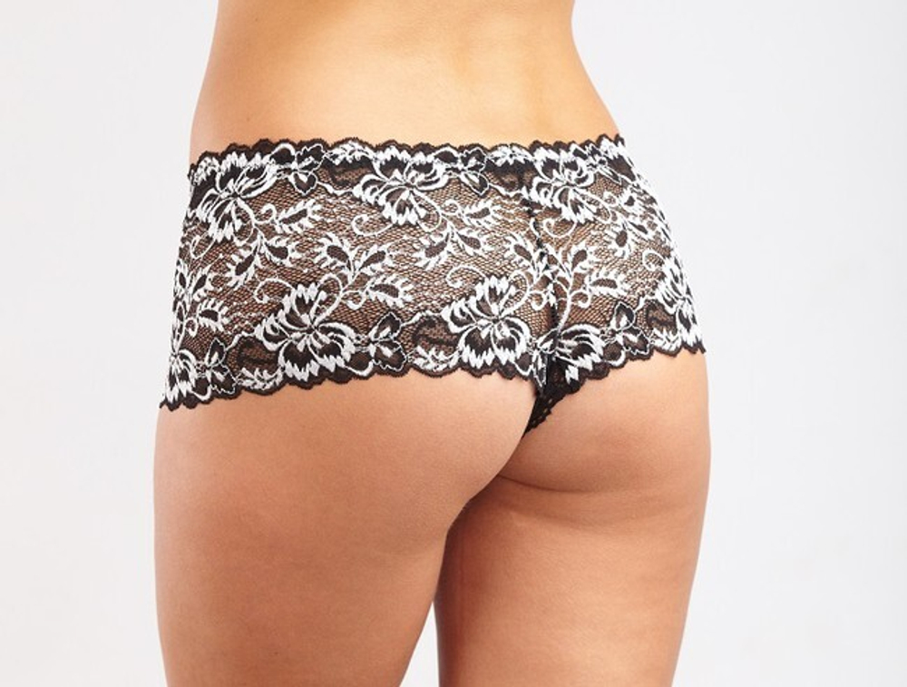 Черно-белые кружевные шортики, (46) (Цвет: черный, белый)
