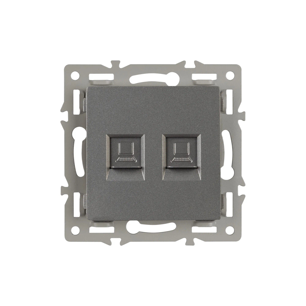 Механизм компьютерной розетки двойной SCT-MPC2-PL-GR (RJ-45, CAT6) (Arlight, -) 045338
