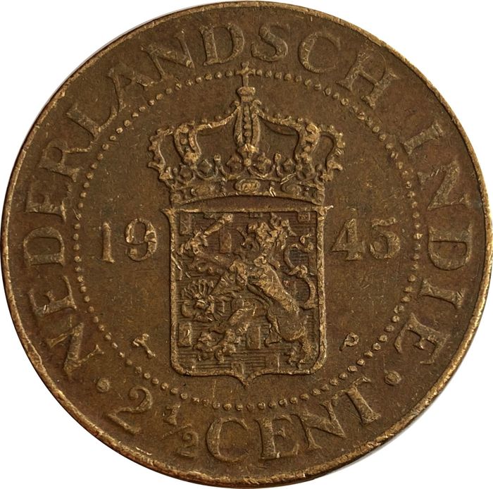 2 1/2 цента 1945 Голландская Ост-Индия