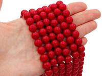 Нить бусин для украшений 10мм, "Майорка-Красный" (имитация)
