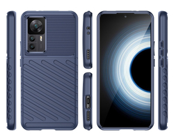 Чехол синего цвета с рельефной фактурой для Xiaomi Mi 12T и Mi 12T Pro, противоударный, мягкий отклик кнопок, серия Onyx от Caseport