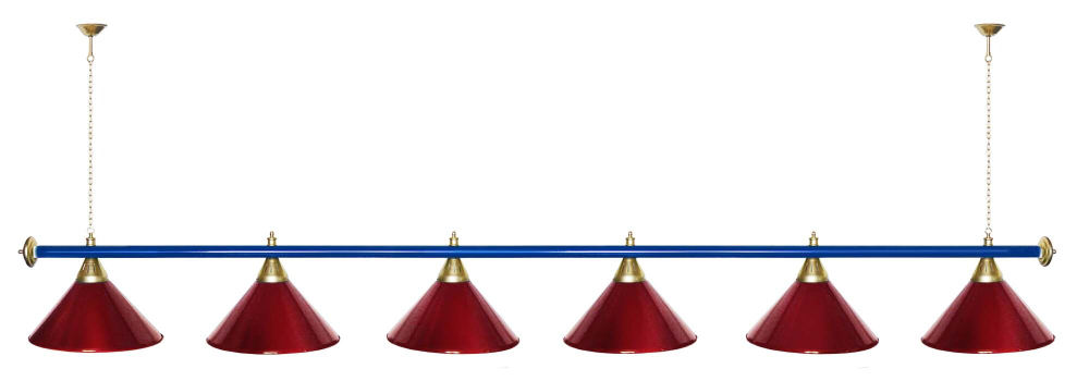 Лампа STARTBILLIARDS 6 пл. (плафоны зеленые,штанга золотая,фурнитура золото)