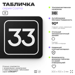 Табличка с номером склада "Склад №33", номер на дверь, 30 х 10 см, серия COSMO, черная, Айдентика Технолоджи