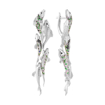 Серьги Рыбы с Цветными Сапфирами, Цаворитами и Бриллиантами, E0251-1/4