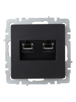 BRITE Розетка компьютерная двойная RJ45 кат.6 РК11-2-БрЧ черный IEK