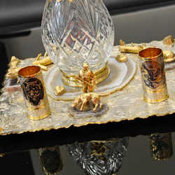 Набор водочный с графином на агате "Охотник"