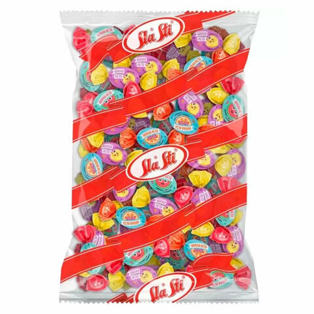 Карамель SLASTI "Капля лета" ассорти вкусов (абрикос, арбуз, лимон) с джемовой начинкой, 1000 г