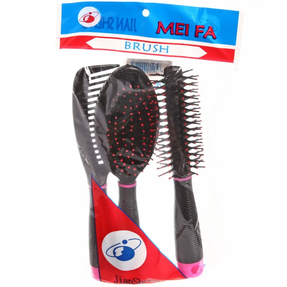 Расчески в наборе 3шт, цвет черный, упаковка пакет