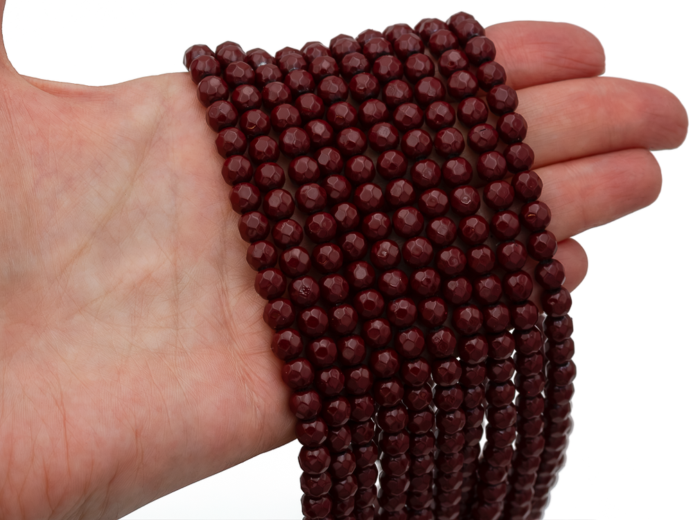 Нить бусин из гематита "Спелая вишня" 6мм, огранка