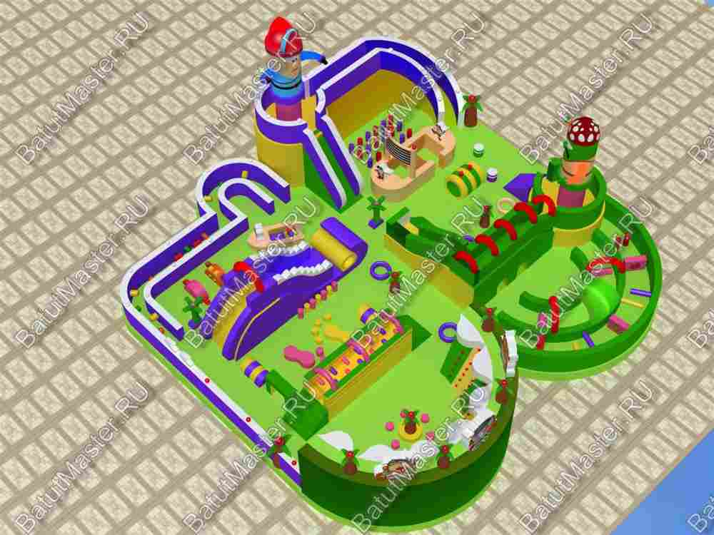 Надувной батут "Детский мегапарк" 18*18*8 м