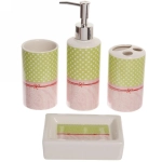 Набор для ванной из 4-х предметов керамический «Пейсли» зеленый