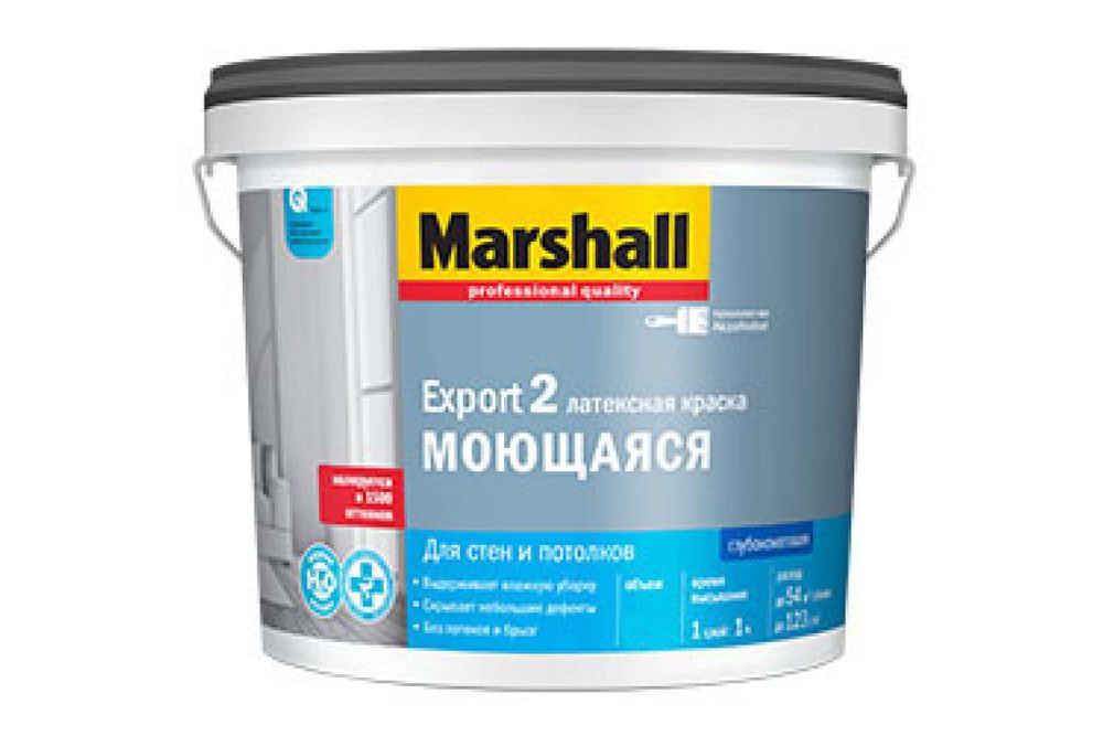 Краска MARSHALL EXPORT 2 глубокоматовая для внутренних работ, Баз BW 9л 5248841