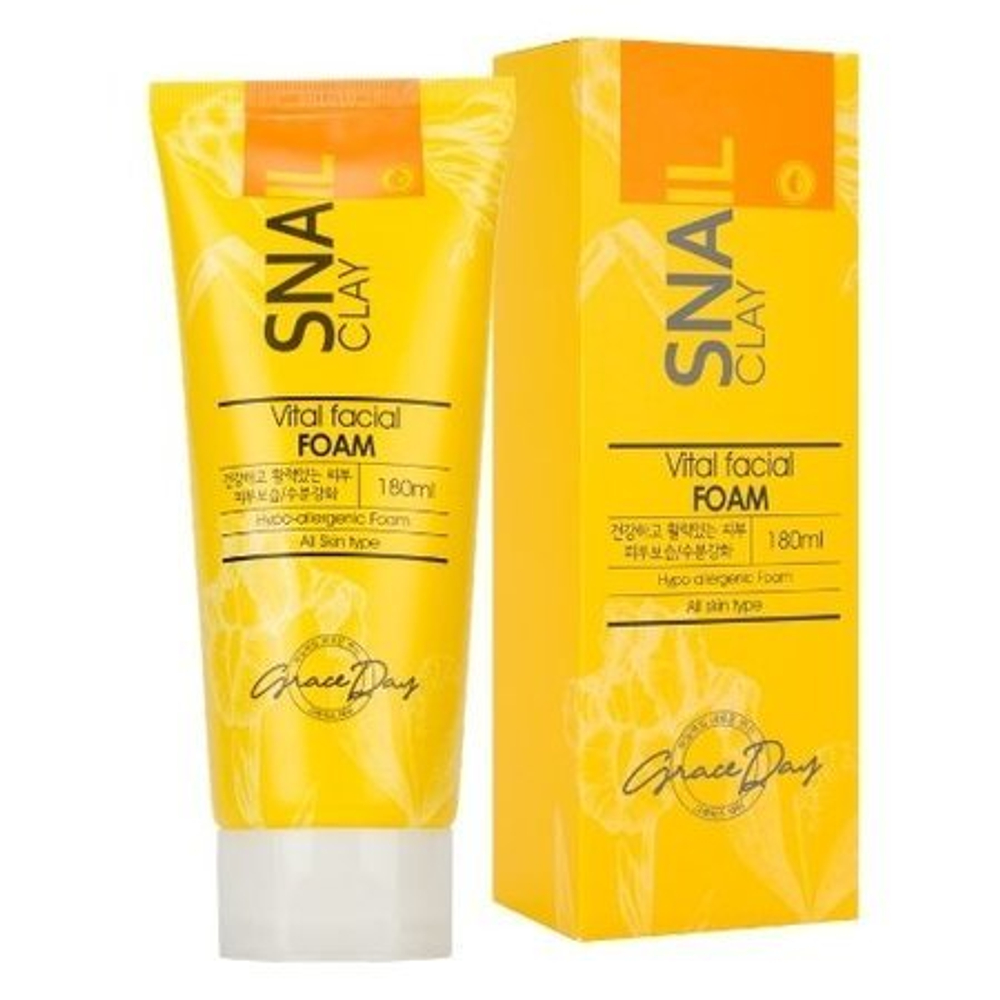 Пенка для умывания с муцином улитки Grace Day Snail Clay Vital Facial Foam 180мл