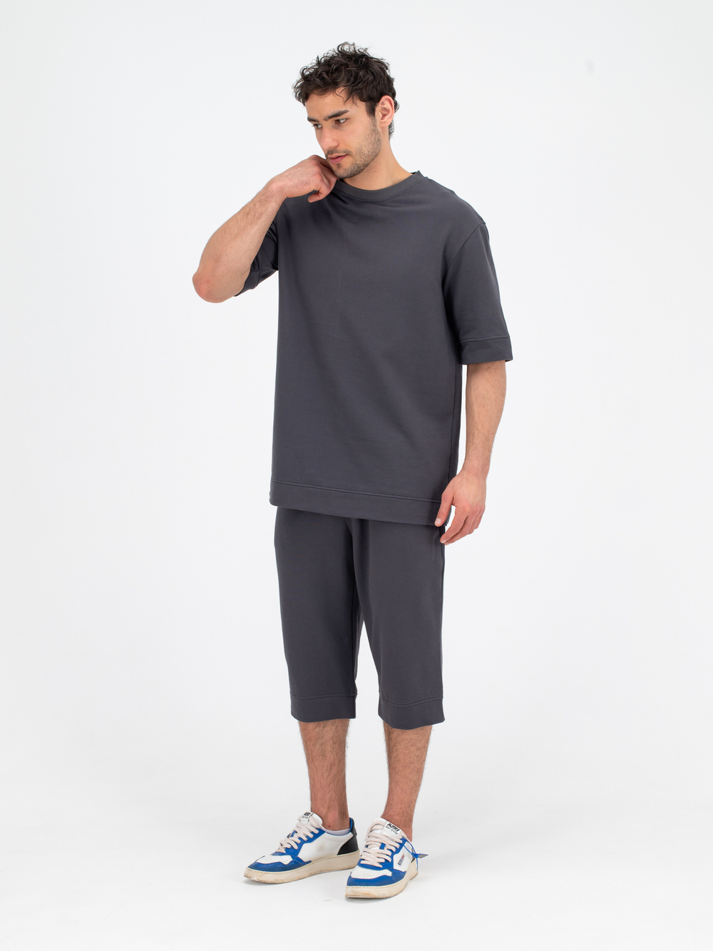 Костюм хлопковый с шортами. Графит