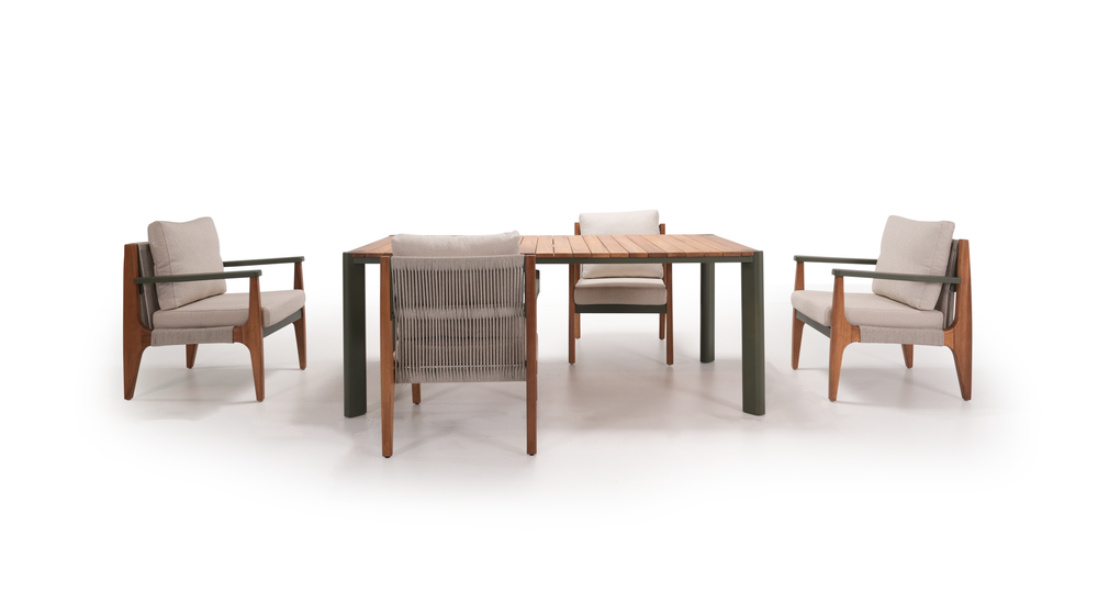 Столовая группа Elif Dining Set. Алюминий, роуп, ироко. Поставка 45 дней.