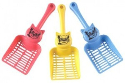 №1 Совок пластиковый для кошачьего туалета с рисунком "Кошка", 24,5*9,5*2,5 см