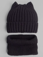 Шапка для девочки осенняя c ушками и снуд